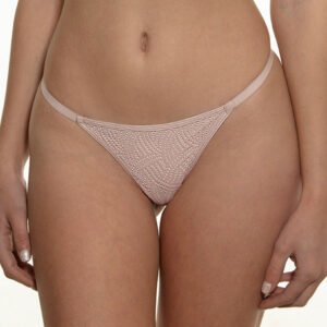 Tanga cola less regulable en encaje y microfibra con Lycra