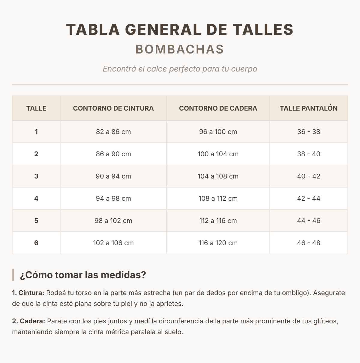 Tabla de talles